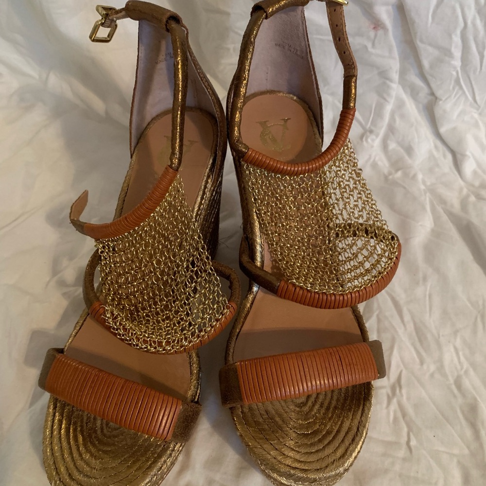 Signature by Vince Camuto Gold and Brown Women's Sandals